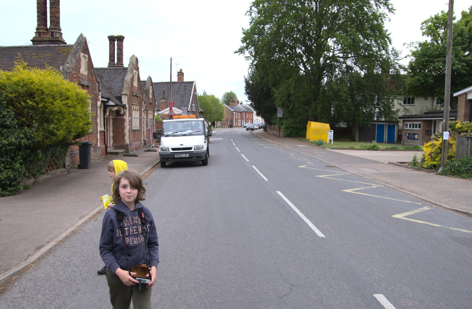 Fred and Harry on Lambseth Street from The Quest for Rapsy Tapsy Lane, Eye, Suffolk - 6th May 2020