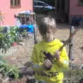 Harry looks serious with a big stick, Pin-hole Cameras and a Red Arrows Flypast, Brome, Suffolk - 8th May 2020