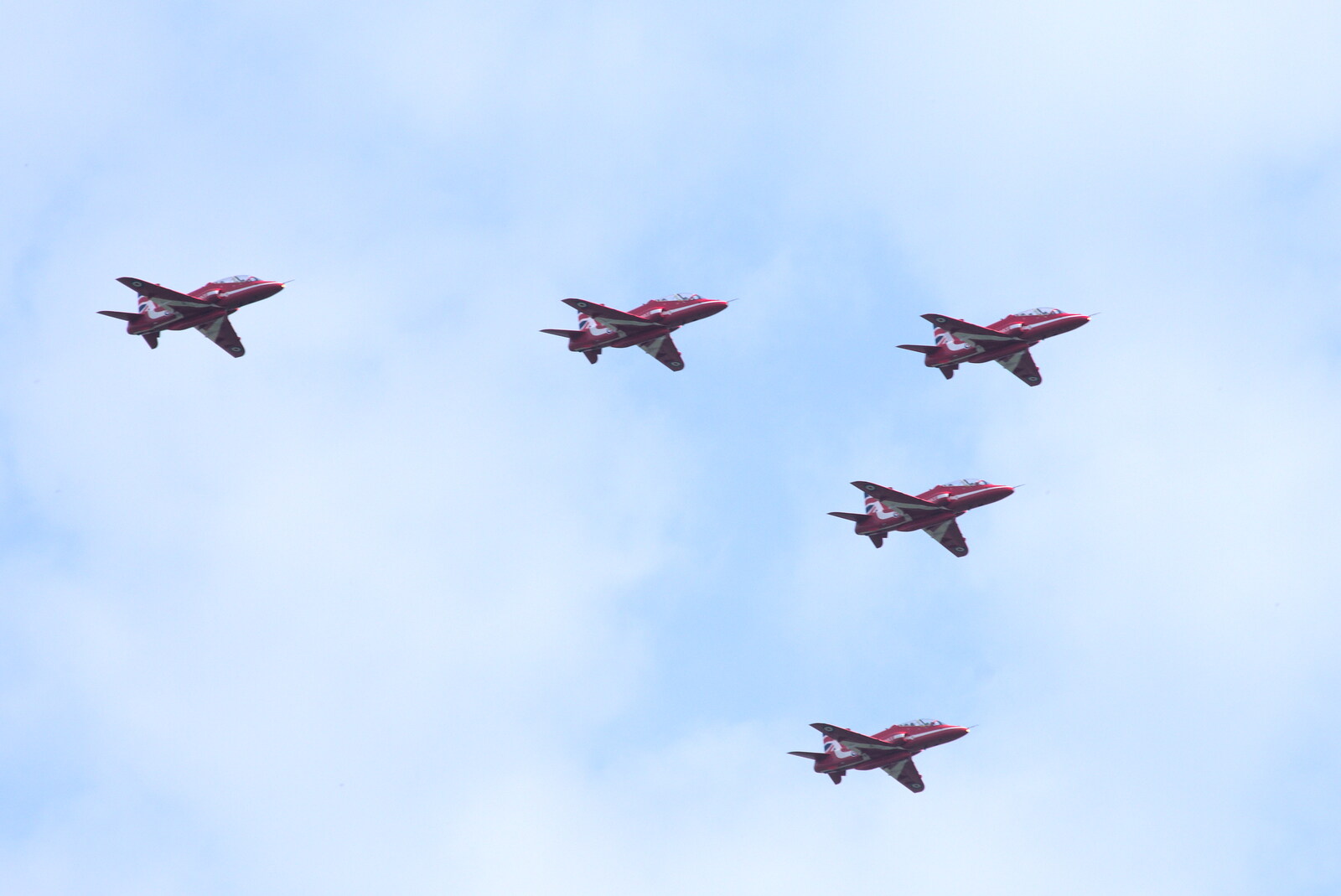 The first five Red Arrows fly over low from Pin-hole Cameras and a Red Arrows Flypast, Brome, Suffolk - 8th May 2020