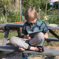 Harry's on a tablet again, A Walk up Rapsy Tapsy Lane, Eye, Suffolk - 9th May 2020