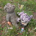A poignant stone teddy bear and flowers, The Old Brickworks and a New Road, Hoxne and Eye, Suffolk - 26th May 2020