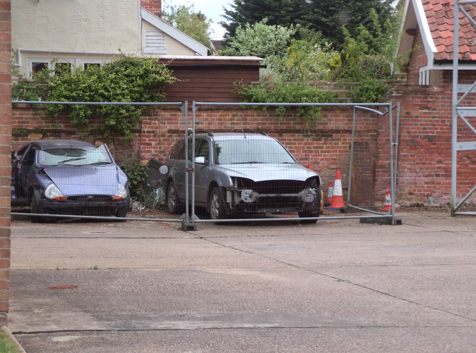 Practice cars behind the fire station in Eye, from The Old Brickworks and a New Road, Hoxne and Eye, Suffolk - 26th May 2020