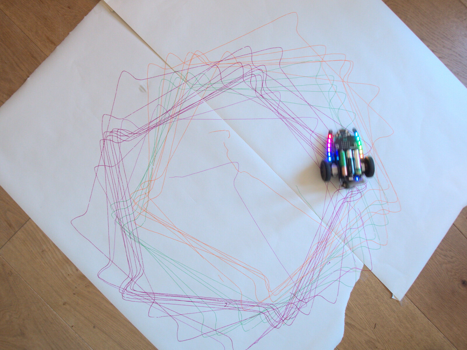 The MicroBot runs around like a Spirograph from The Old Brickworks and a New Road, Hoxne and Eye, Suffolk - 26th May 2020