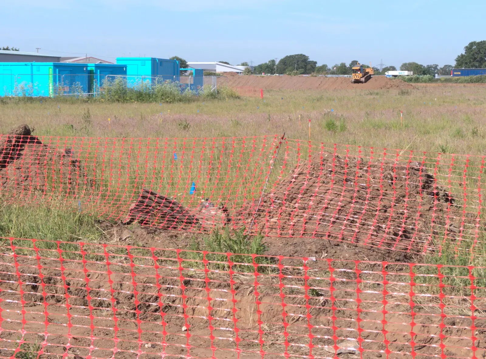 The building site for the new B1077 link road, from The Old Brickworks and a New Road, Hoxne and Eye, Suffolk - 26th May 2020