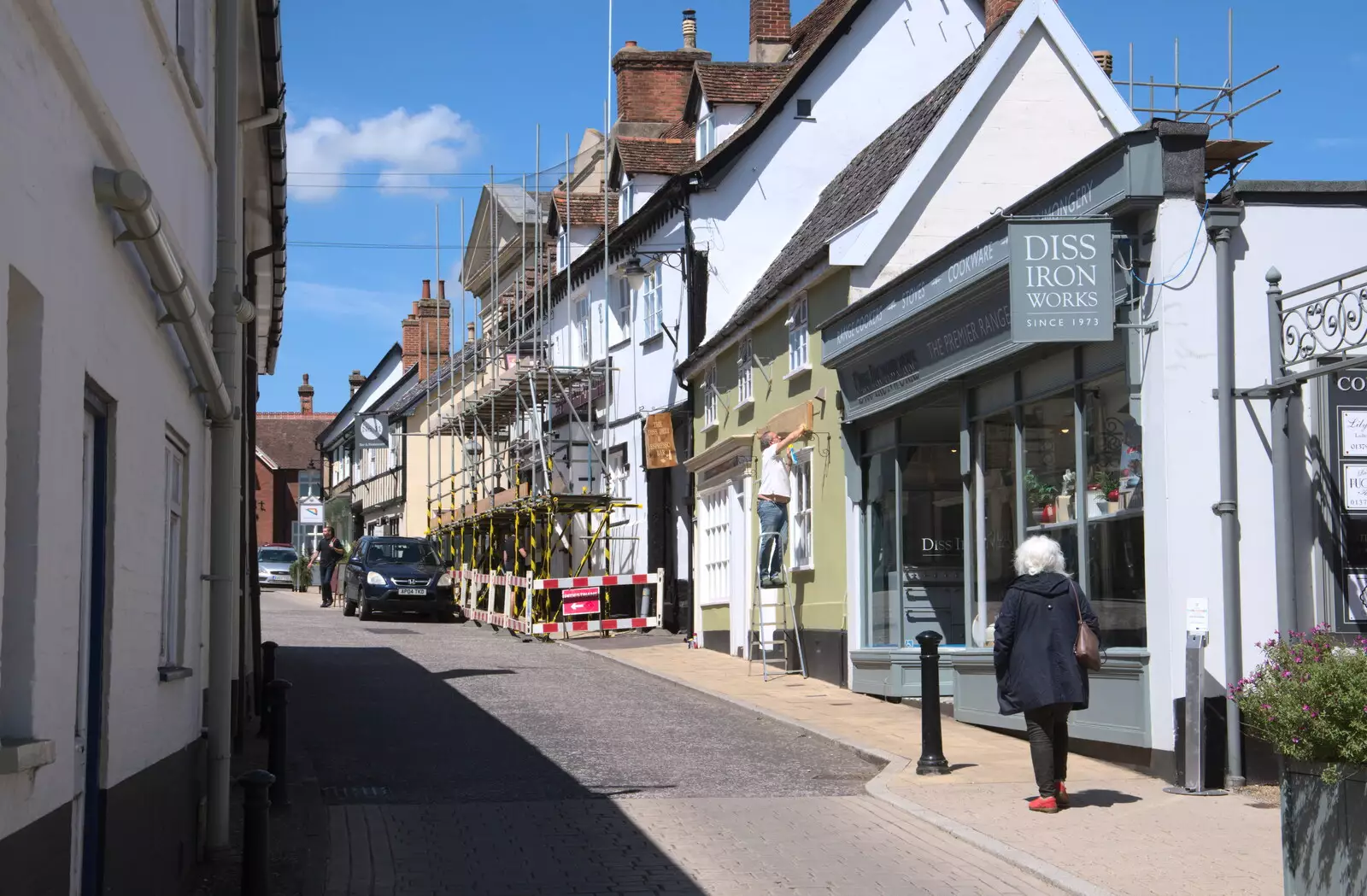 There's scaffolding up on the Greyhound in Diss, from A Return to Southwold, Suffolk - 14th June 2020