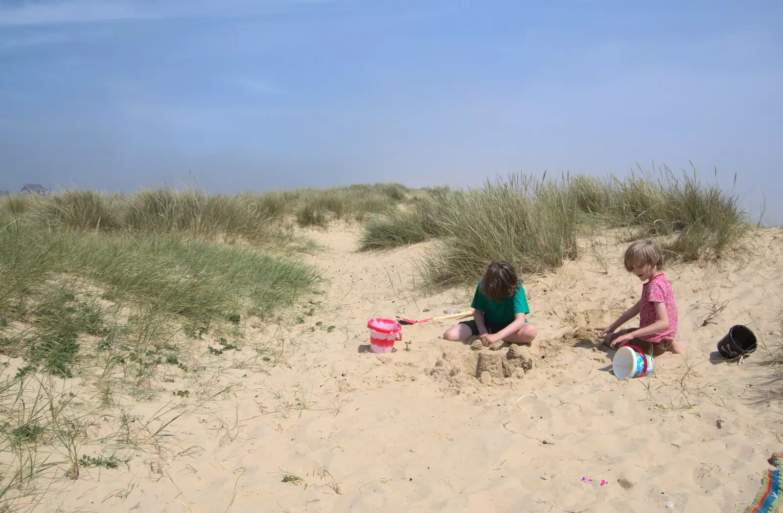 The boys in the dunes, from A Return to Southwold, Suffolk - 14th June 2020