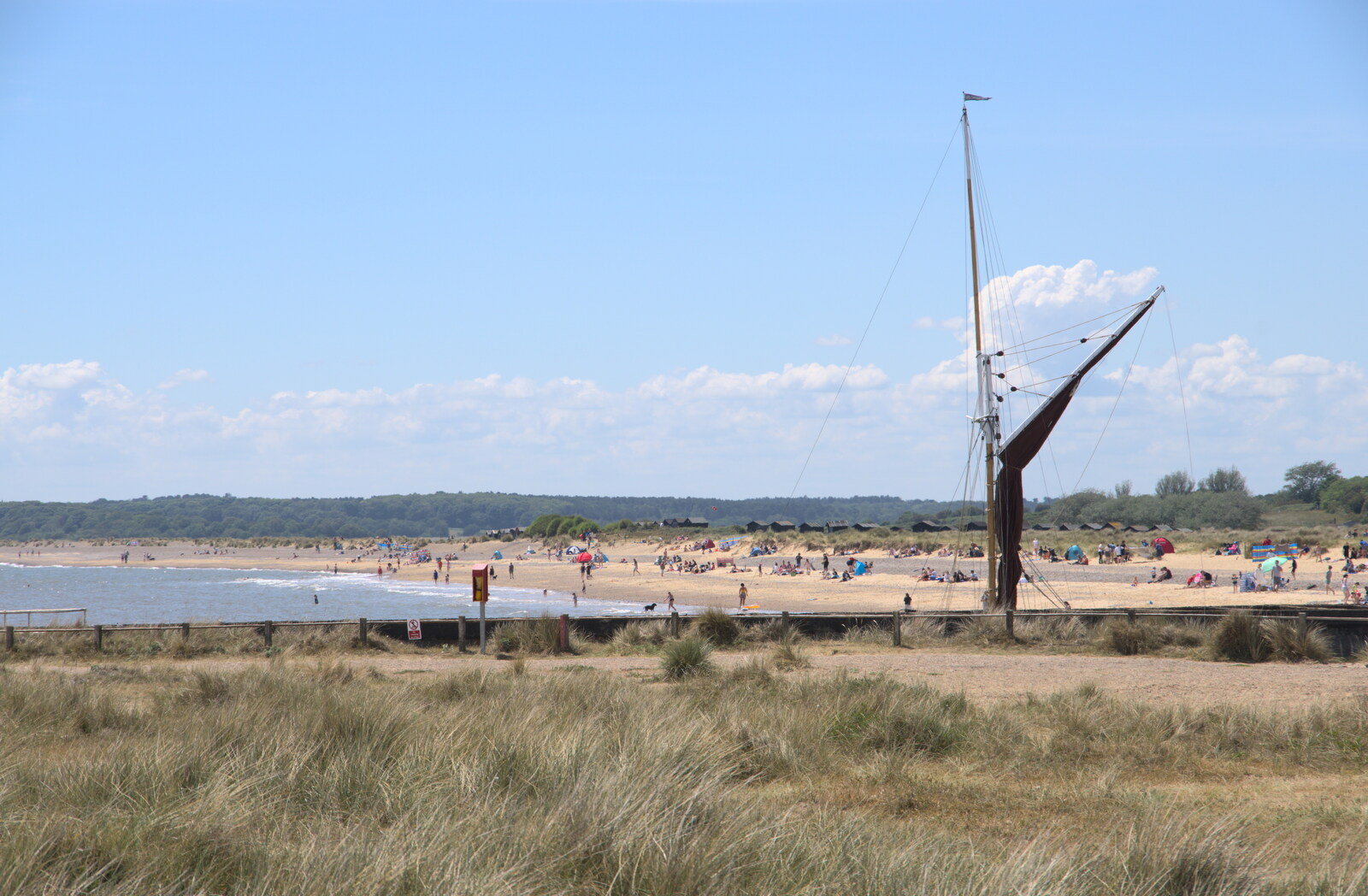 The mast of a boat cuts through the land from A Return to Southwold, Suffolk - 14th June 2020
