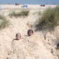 The boys get buried in sand, A Return to Southwold, Suffolk - 14th June 2020