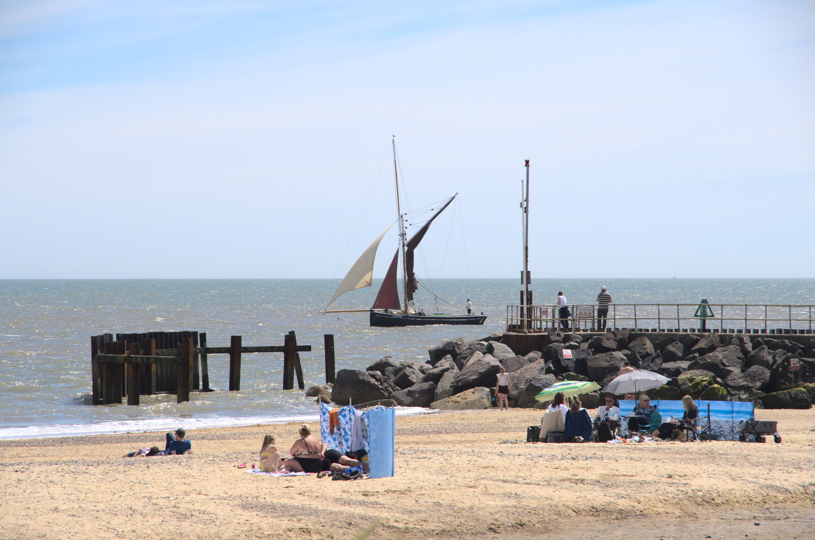 The boat unfurls its sails from A Return to Southwold, Suffolk - 14th June 2020