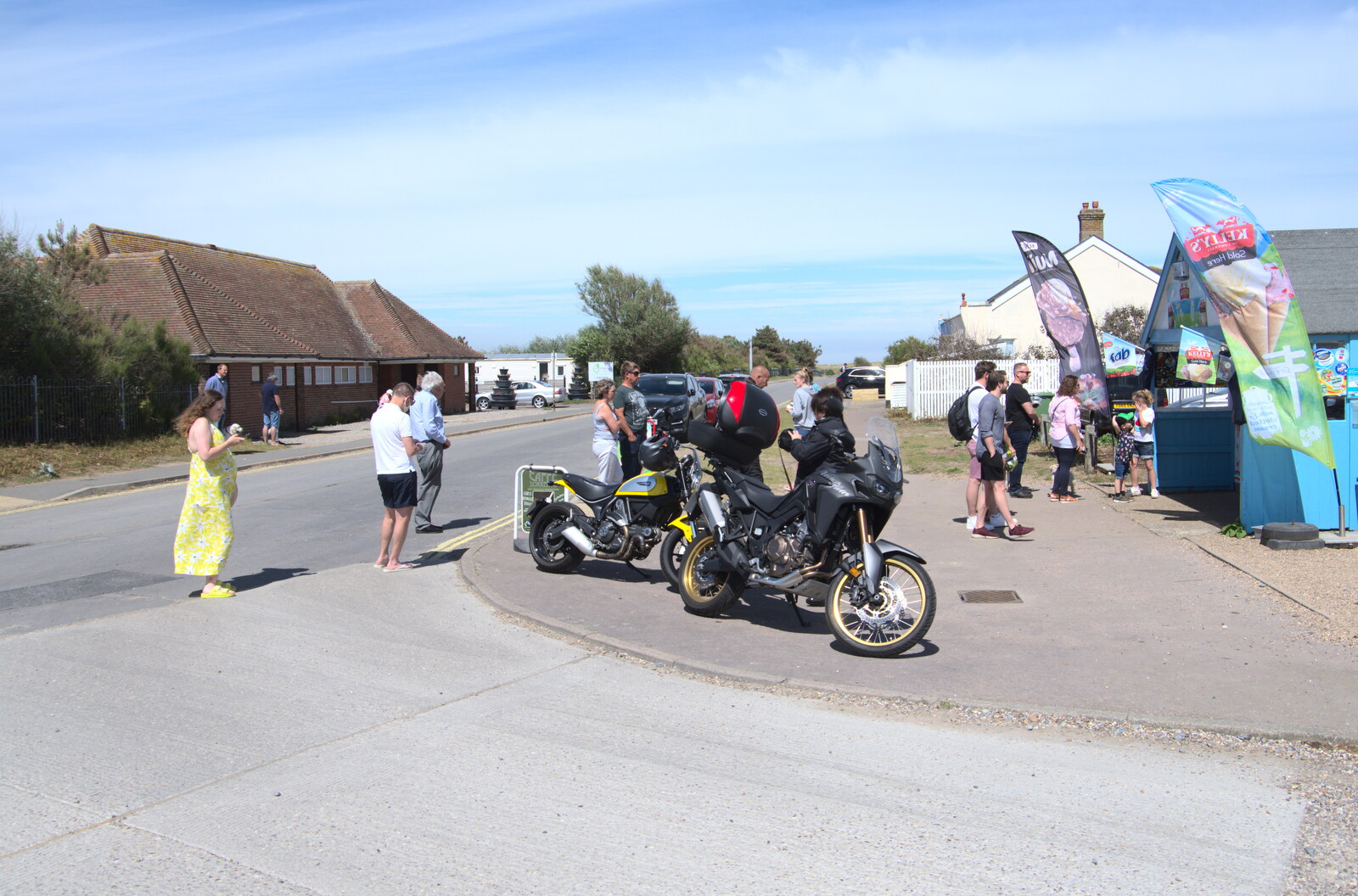 Motorbikes by the ice-cream kiosk from A Return to Southwold, Suffolk - 14th June 2020