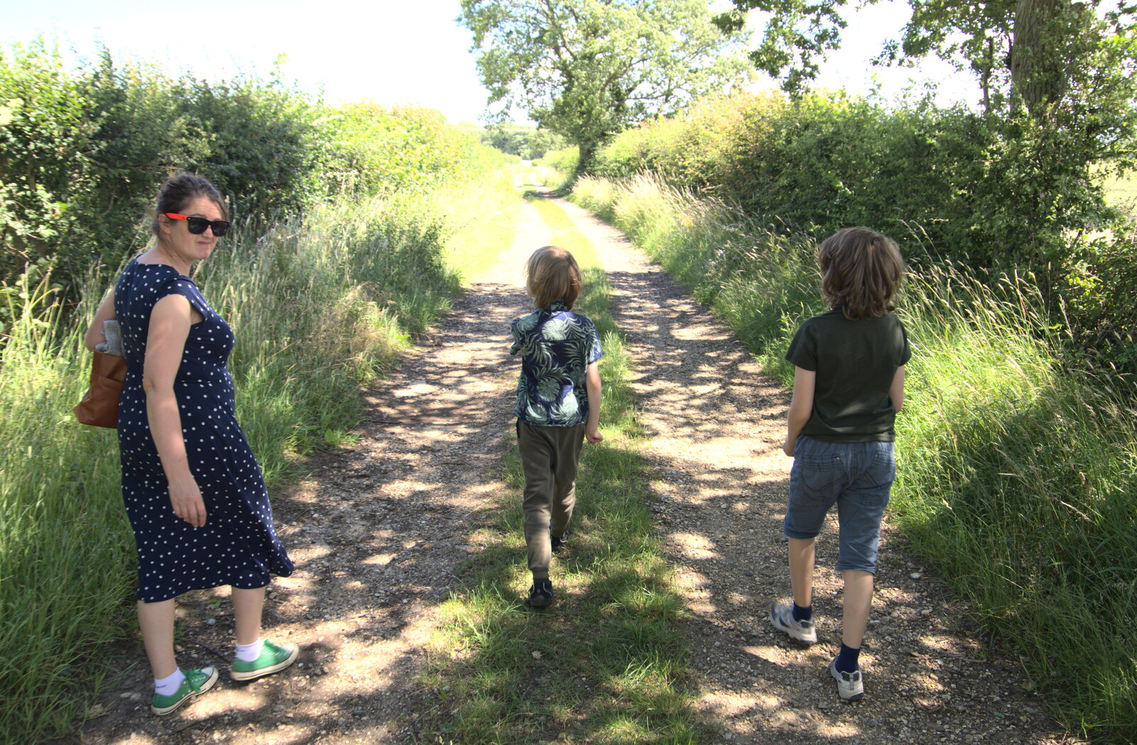 The gang on the path from A Walk Around Abbey Bridges, Eye, Suffolk - 5th July 2020