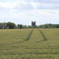 Tractor tracks lead to the church tower, A Walk Around Abbey Bridges, Eye, Suffolk - 5th July 2020