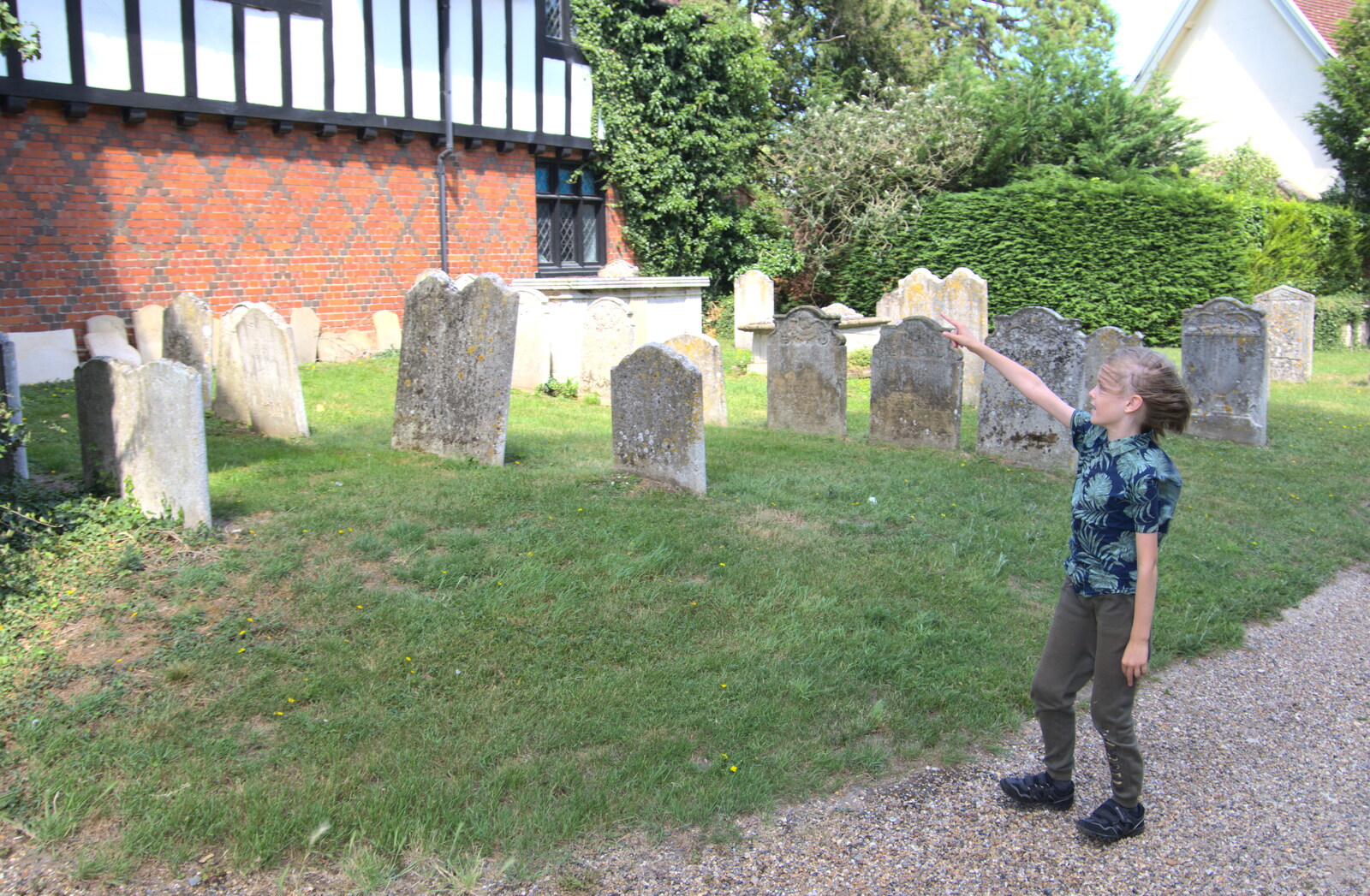 Harry points to his classroom from A Walk Around Abbey Bridges, Eye, Suffolk - 5th July 2020