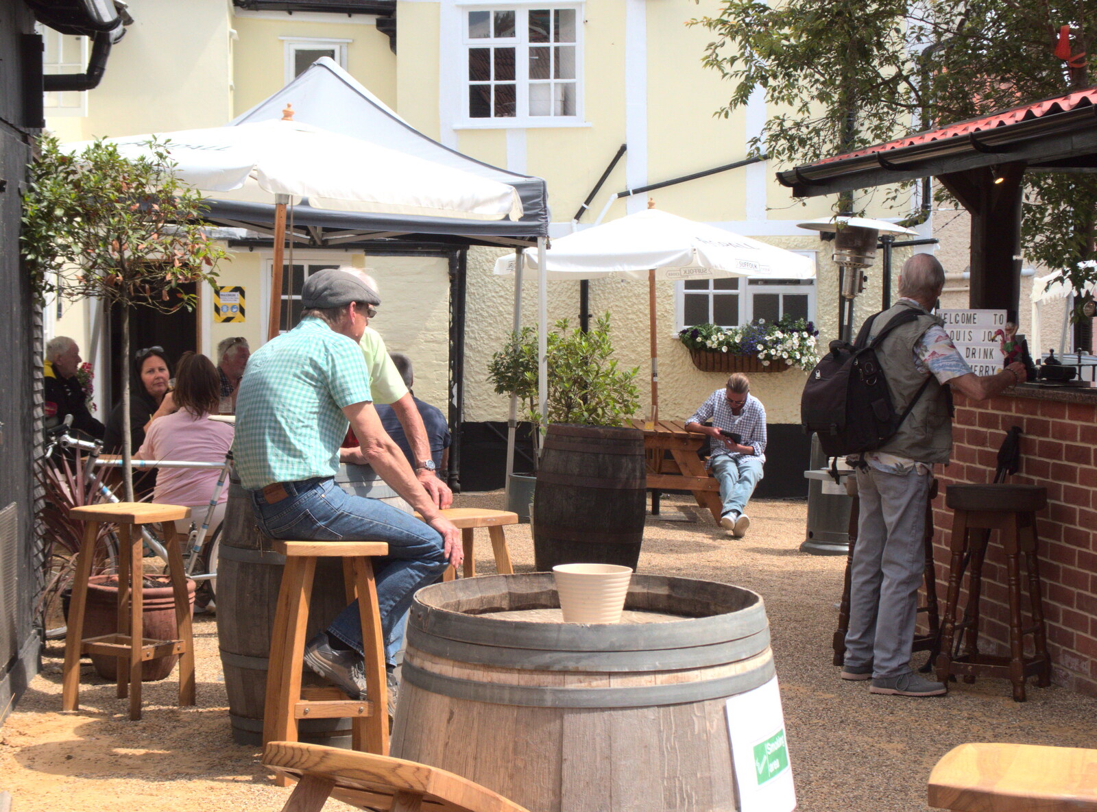 The Queen's Head's beer garden from The BSCC at Redgrave and Station 119, Eye, Suffolk - 17th July 2020