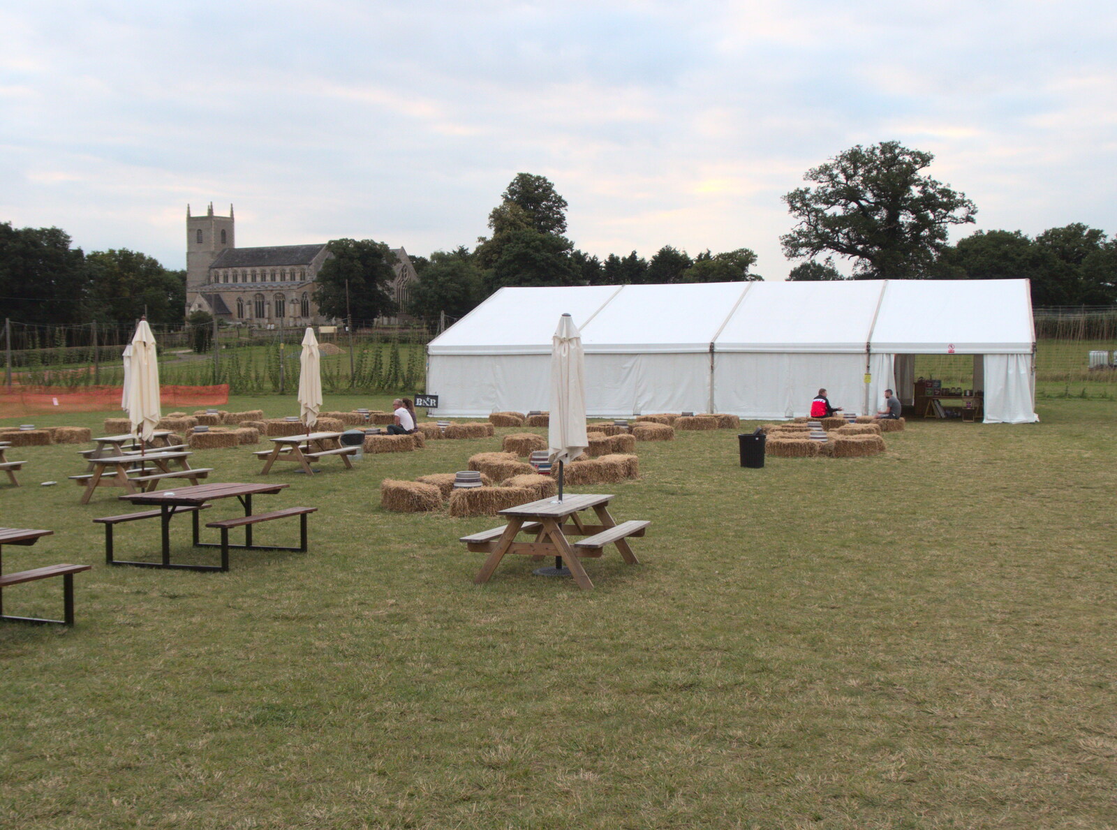 The marquee and Redgrave church from The BSCC at Redgrave and Station 119, Eye, Suffolk - 17th July 2020