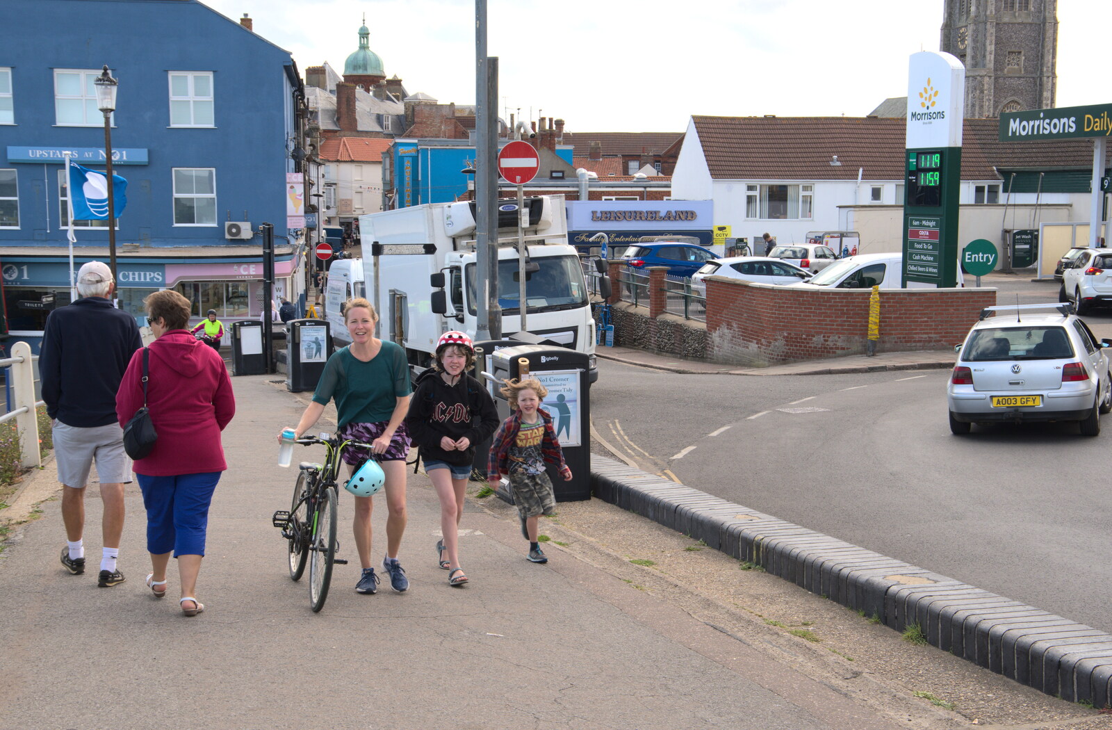 Allyson, Lydia and Benson in Cromer from Camping on the Coast, East Runton, North Norfolk - 25th July 2020