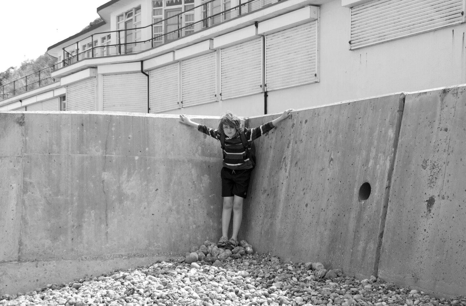 Fred on the concrete wall from Camping on the Coast, East Runton, North Norfolk - 25th July 2020