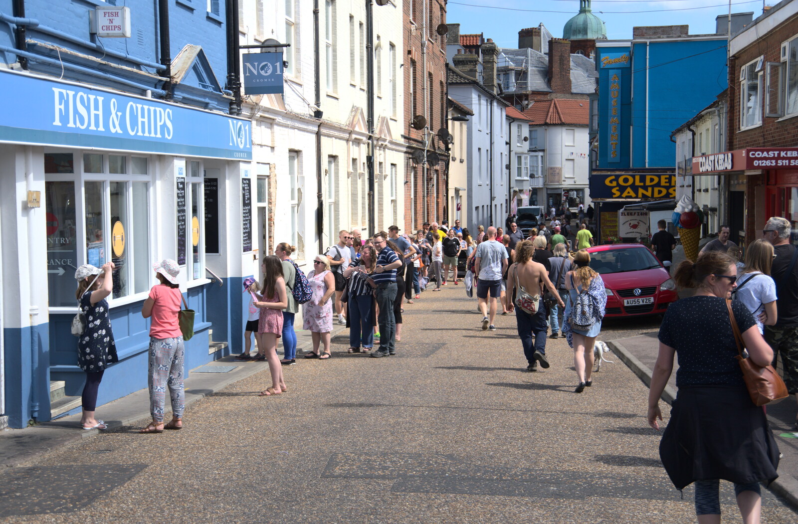 A massive queue for fish and chips from Camping on the Coast, East Runton, North Norfolk - 25th July 2020