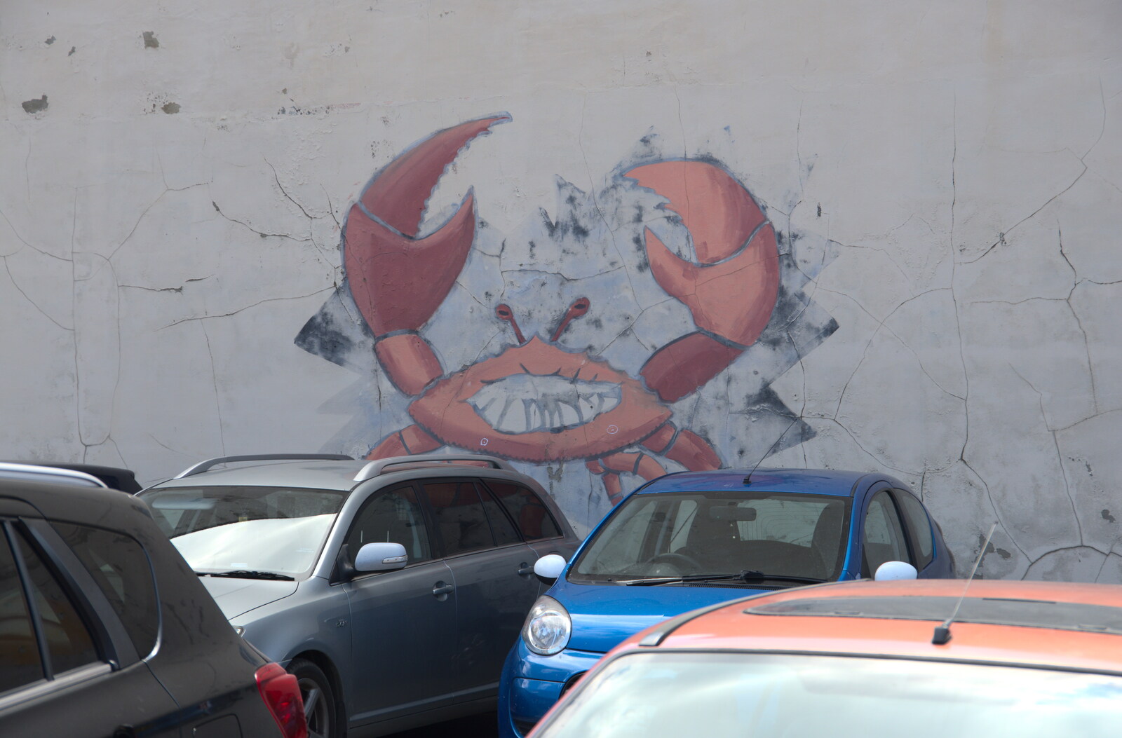 Some cool crab graffiti in a car park from Camping on the Coast, East Runton, North Norfolk - 25th July 2020