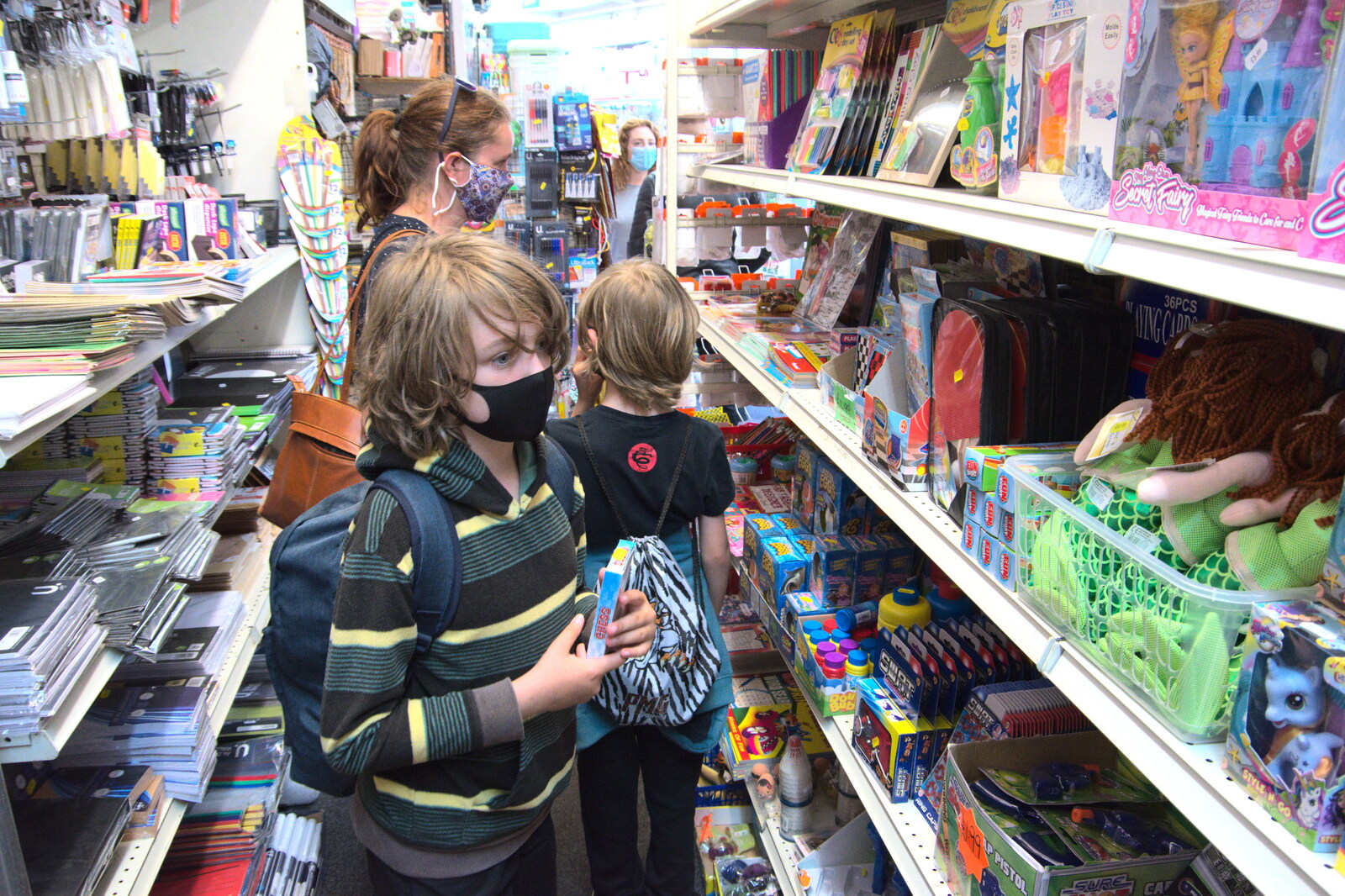 The boys in a pound shop from Camping on the Coast, East Runton, North Norfolk - 25th July 2020
