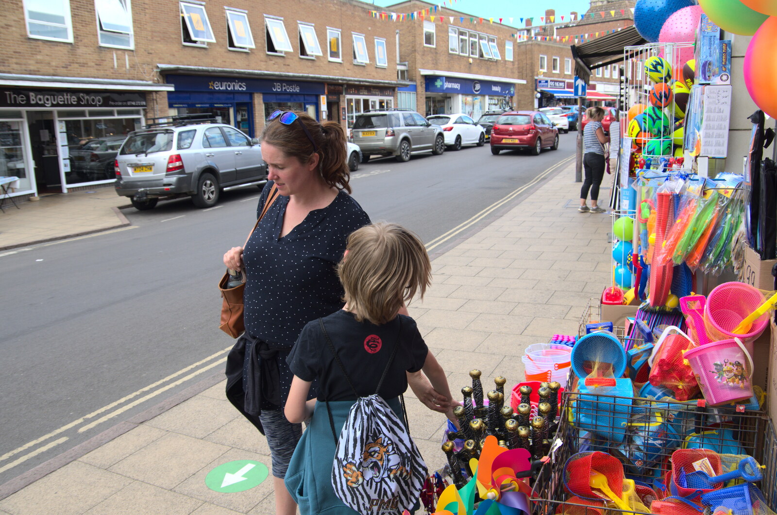 Isobel and Harry on the high street from Camping on the Coast, East Runton, North Norfolk - 25th July 2020