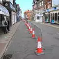 Coned-off street, to get one-way pavements, Camping on the Coast, East Runton, North Norfolk - 25th July 2020