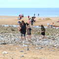 Isobel and the boys head back, Camping on the Coast, East Runton, North Norfolk - 25th July 2020