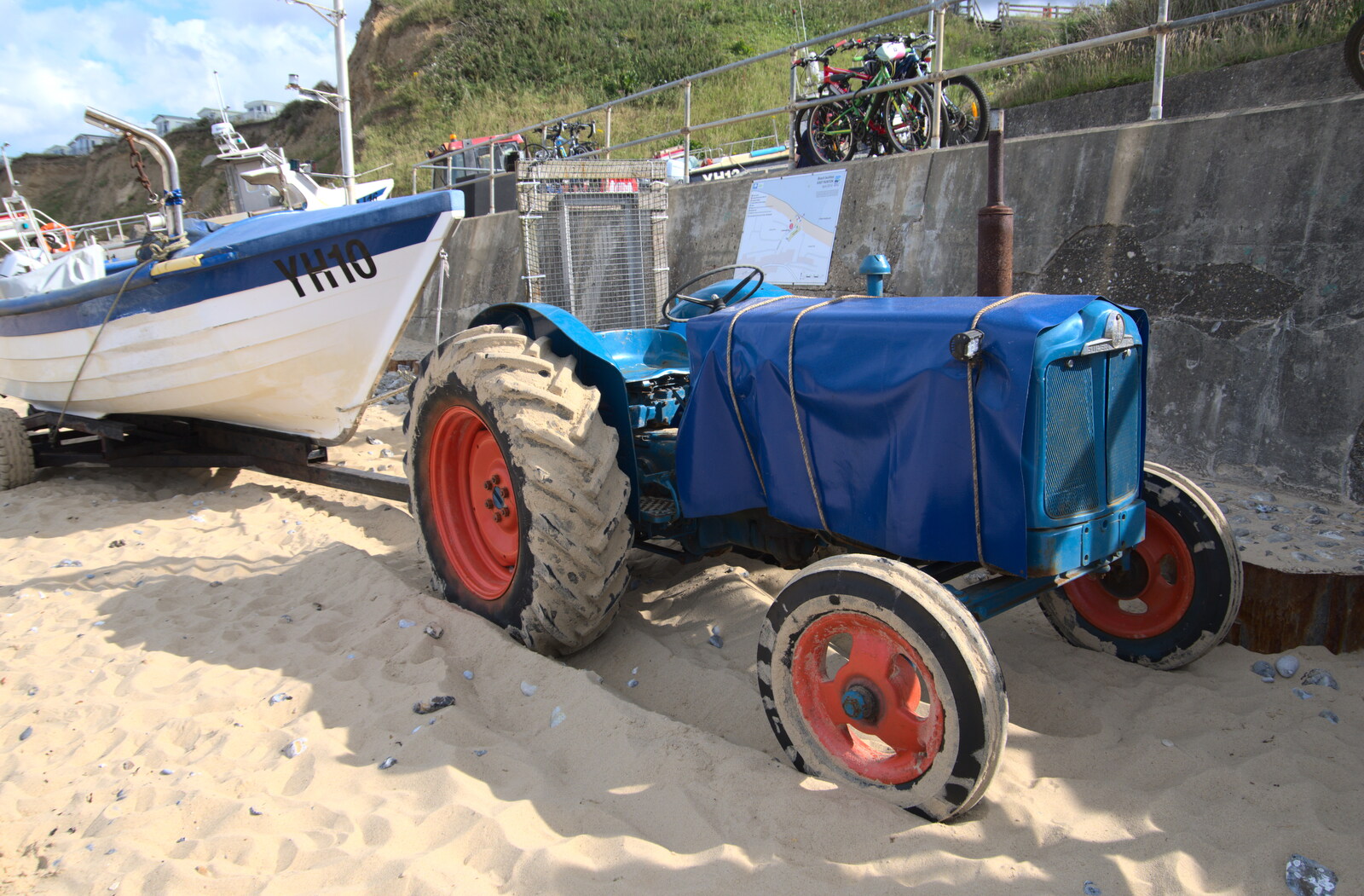 A rugged-up tractor from Camping on the Coast, East Runton, North Norfolk - 25th July 2020