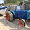 A rugged-up tractor, Camping on the Coast, East Runton, North Norfolk - 25th July 2020