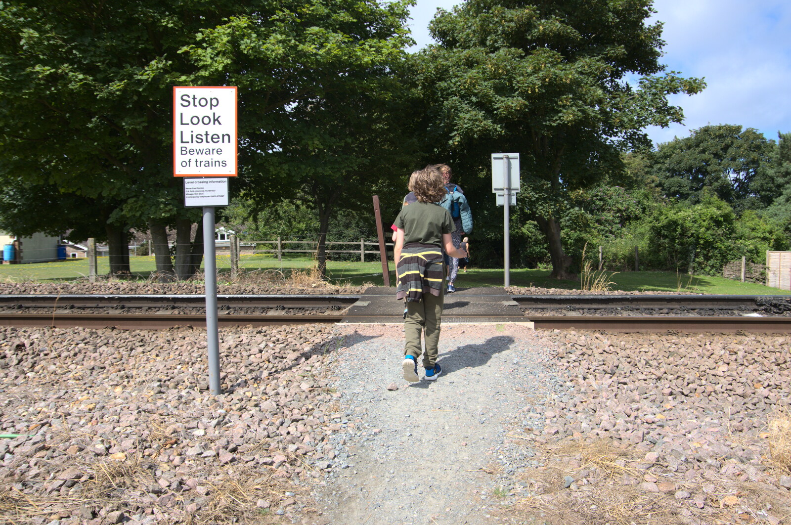 Crossing the railway line from Camping on the Coast, East Runton, North Norfolk - 25th July 2020