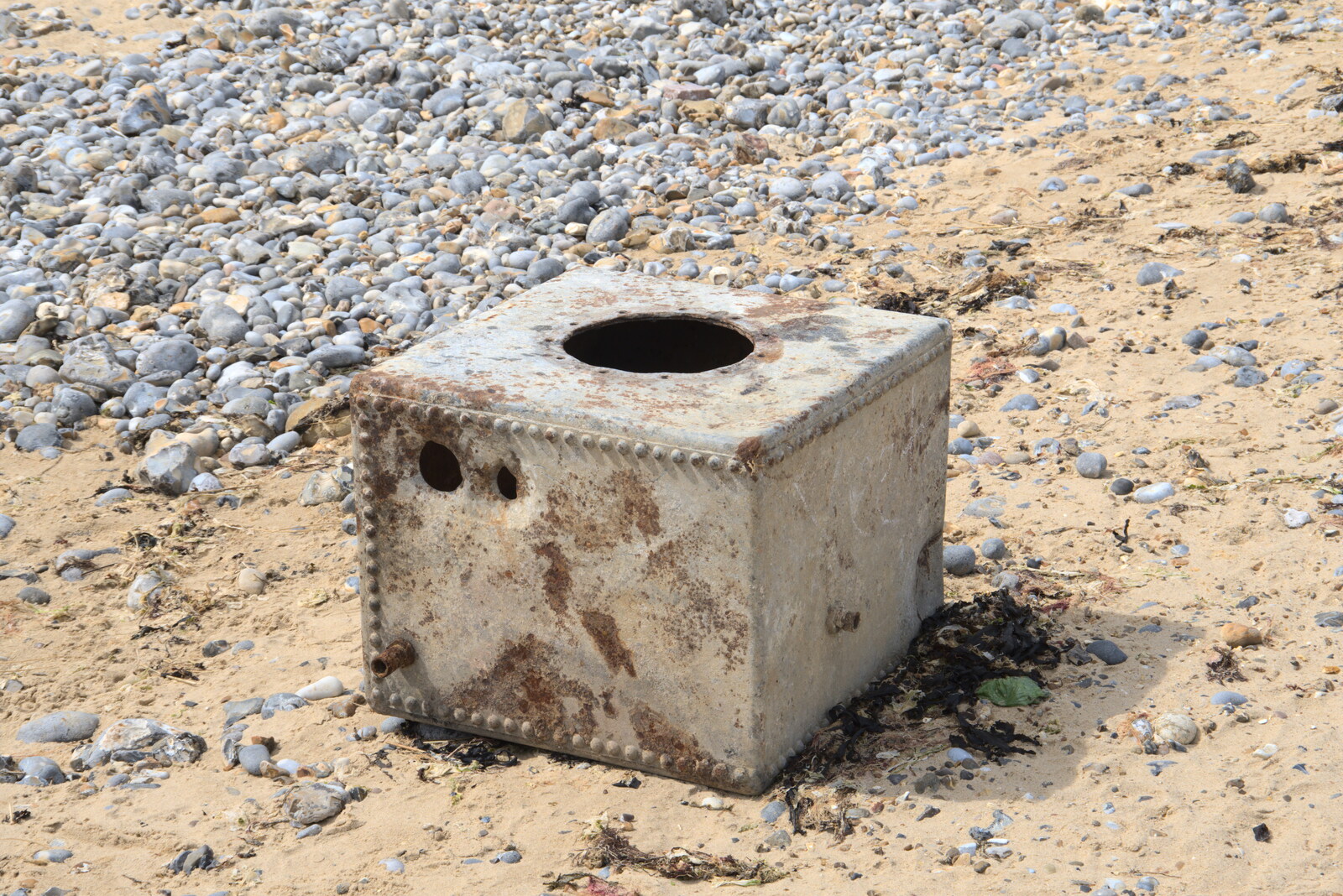 A discarded loft water tank from Camping on the Coast, East Runton, North Norfolk - 25th July 2020