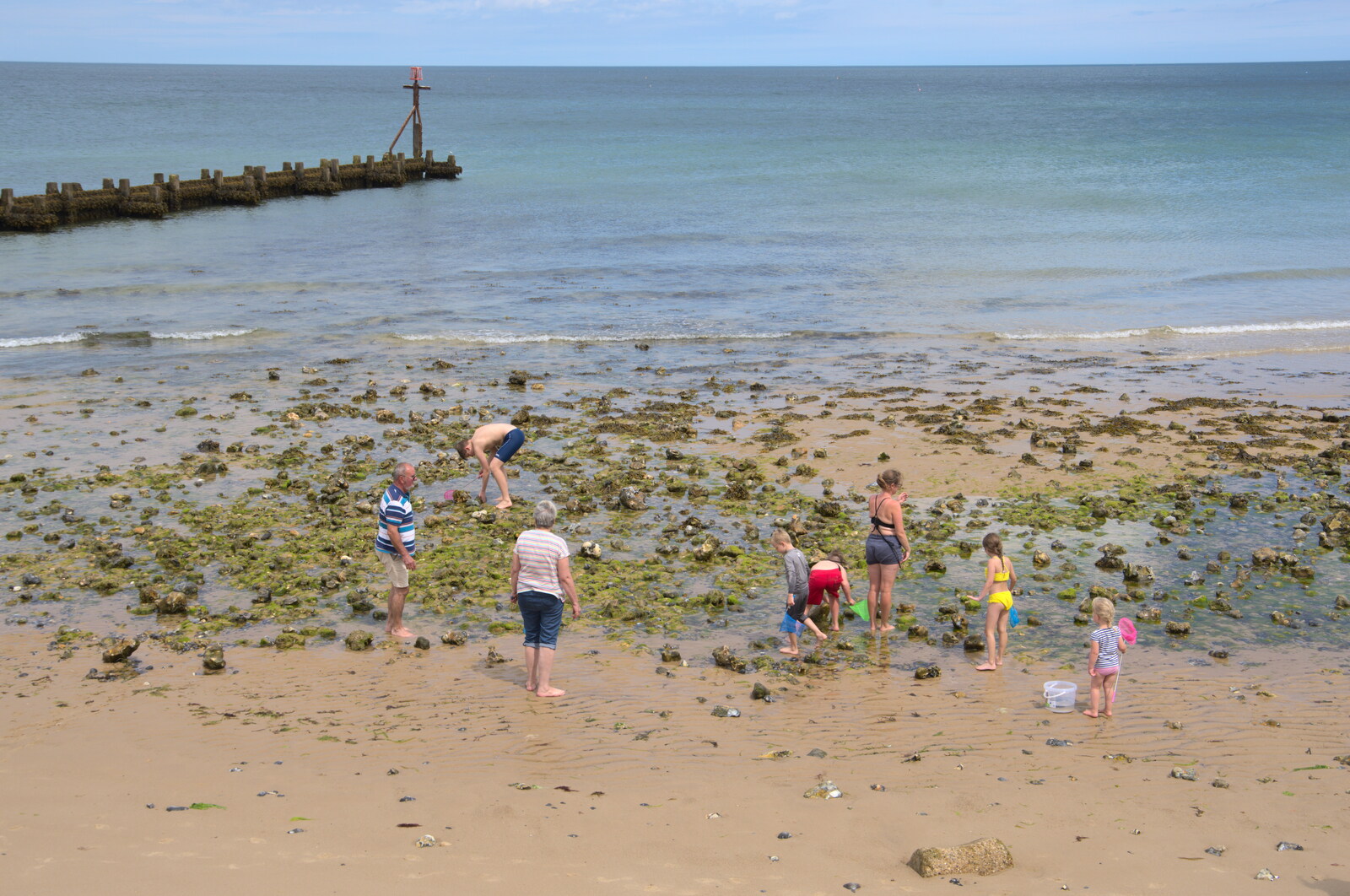 Rock pooling as the tide has gone out from Camping on the Coast, East Runton, North Norfolk - 25th July 2020