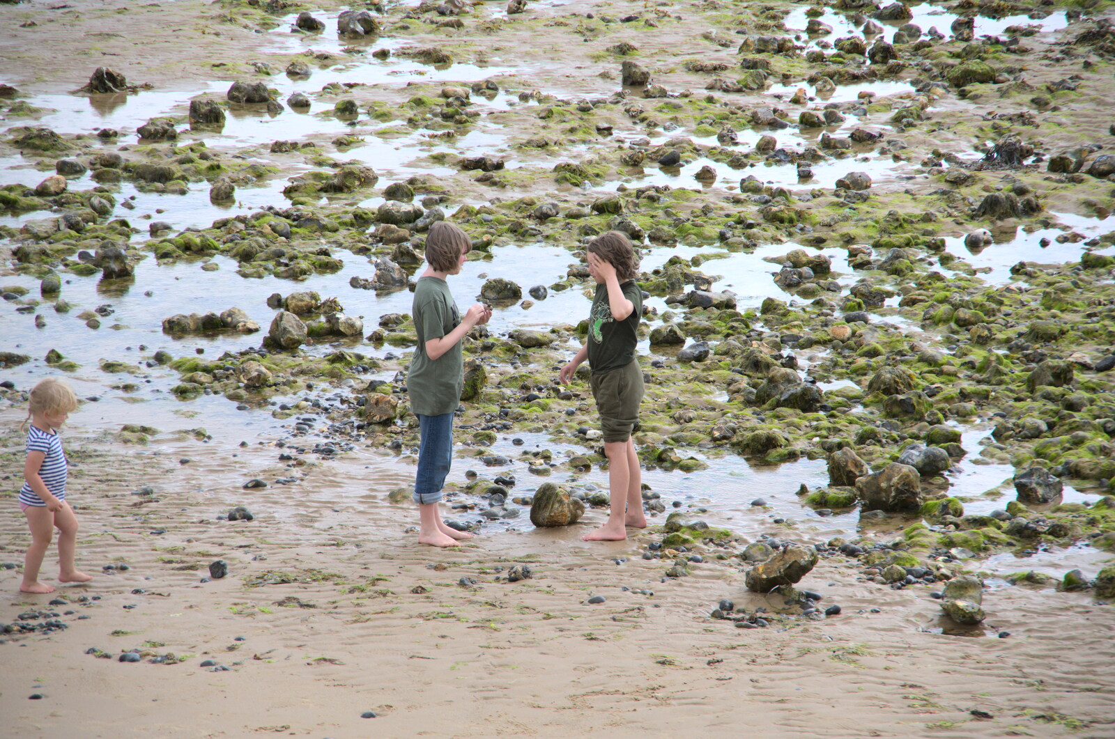 Fred and Lydia amongst the rock pools from Camping on the Coast, East Runton, North Norfolk - 25th July 2020