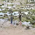 Fred and Lydia amongst the rock pools, Camping on the Coast, East Runton, North Norfolk - 25th July 2020