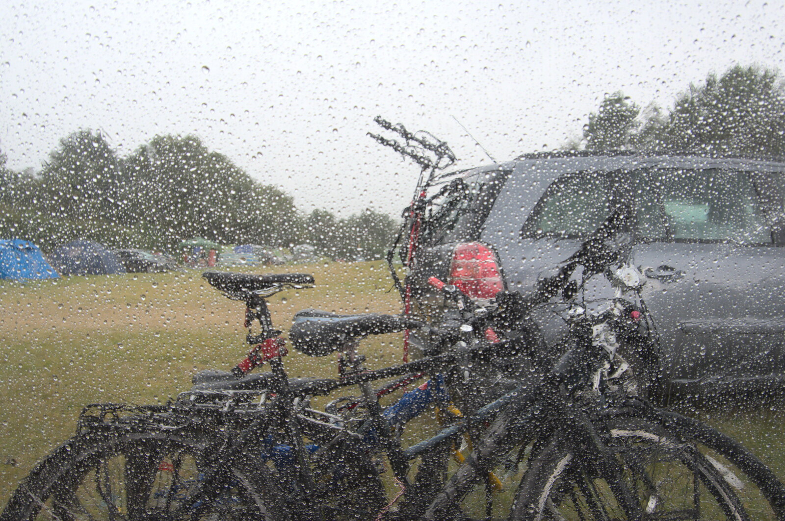 The view from inside the awning, in lashing rain from Camping on the Coast, East Runton, North Norfolk - 25th July 2020