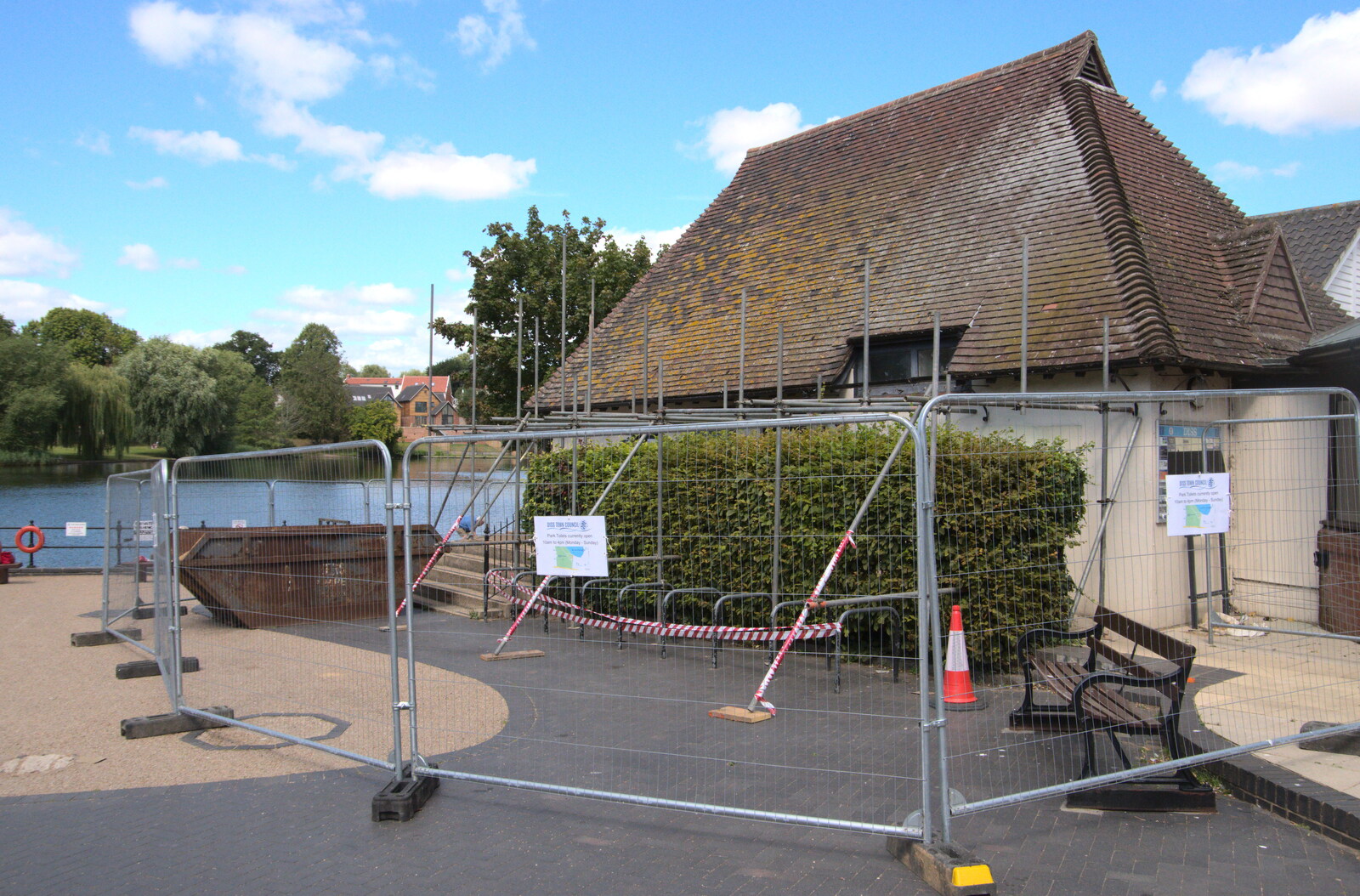 The toilets are all scaffolded up from Closed-Down Shops, Hedgehogs and Chamomile, Brome and Diss - 2nd August 2020