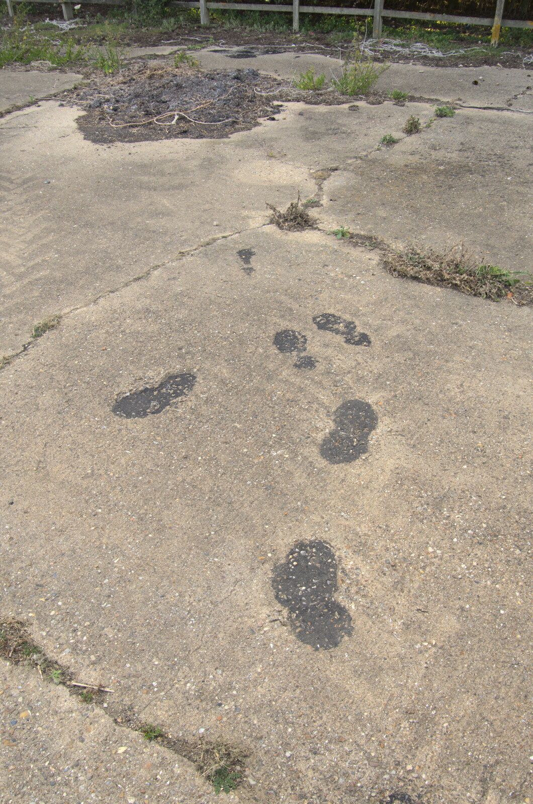 Footprints in the concrete from when it was built from Eye Airfield with Mick the Brick, Eye, Suffolk - 5th August 2020