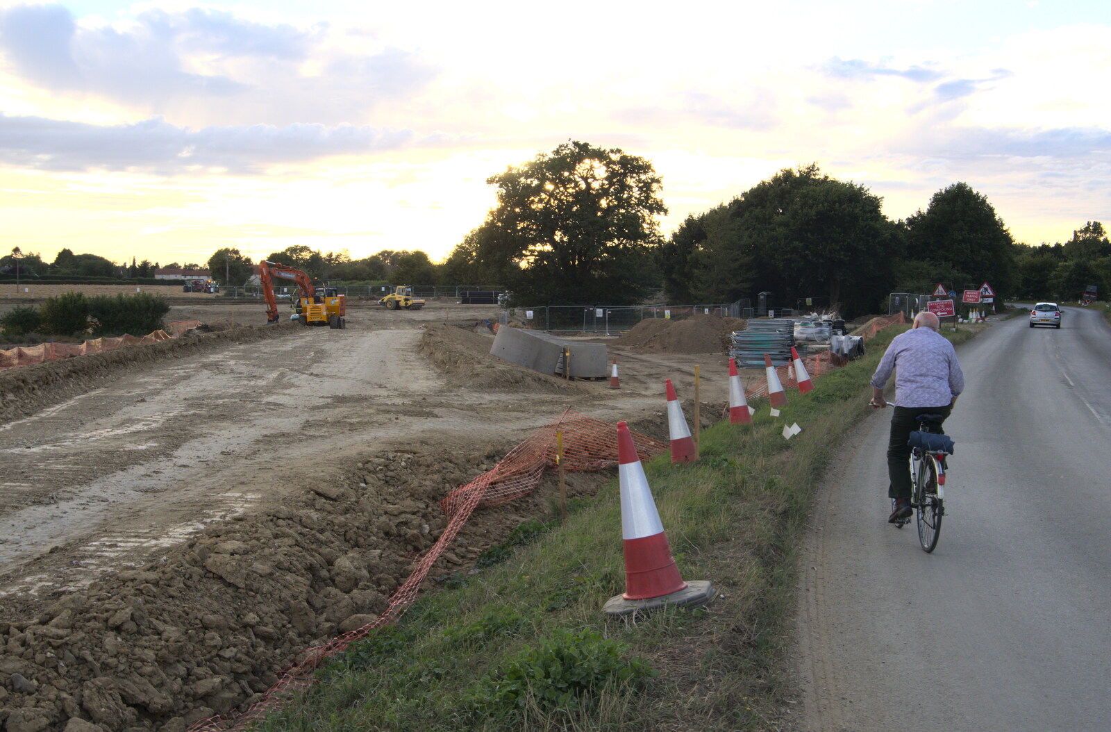 A new road is built up to the A140 from Eye Airfield with Mick the Brick, Eye, Suffolk - 5th August 2020