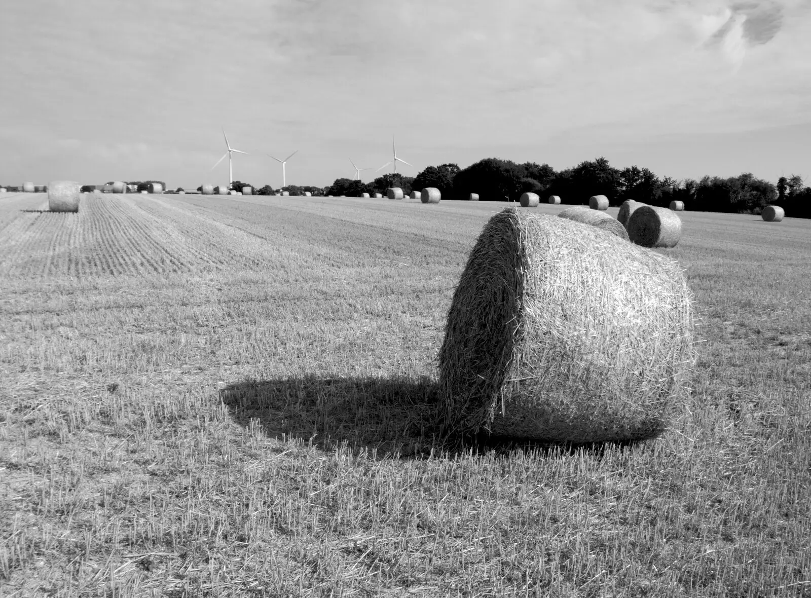 Bales of straw on Yaxley Road, from The BSCC at The Earl Soham Victoria and Station 119, Eye, Suffolk - 6th August 2020