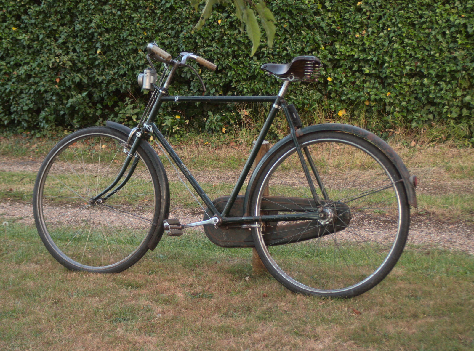 An old bike with proper old front light from The BSCC at The Earl Soham Victoria and Station 119, Eye, Suffolk - 6th August 2020
