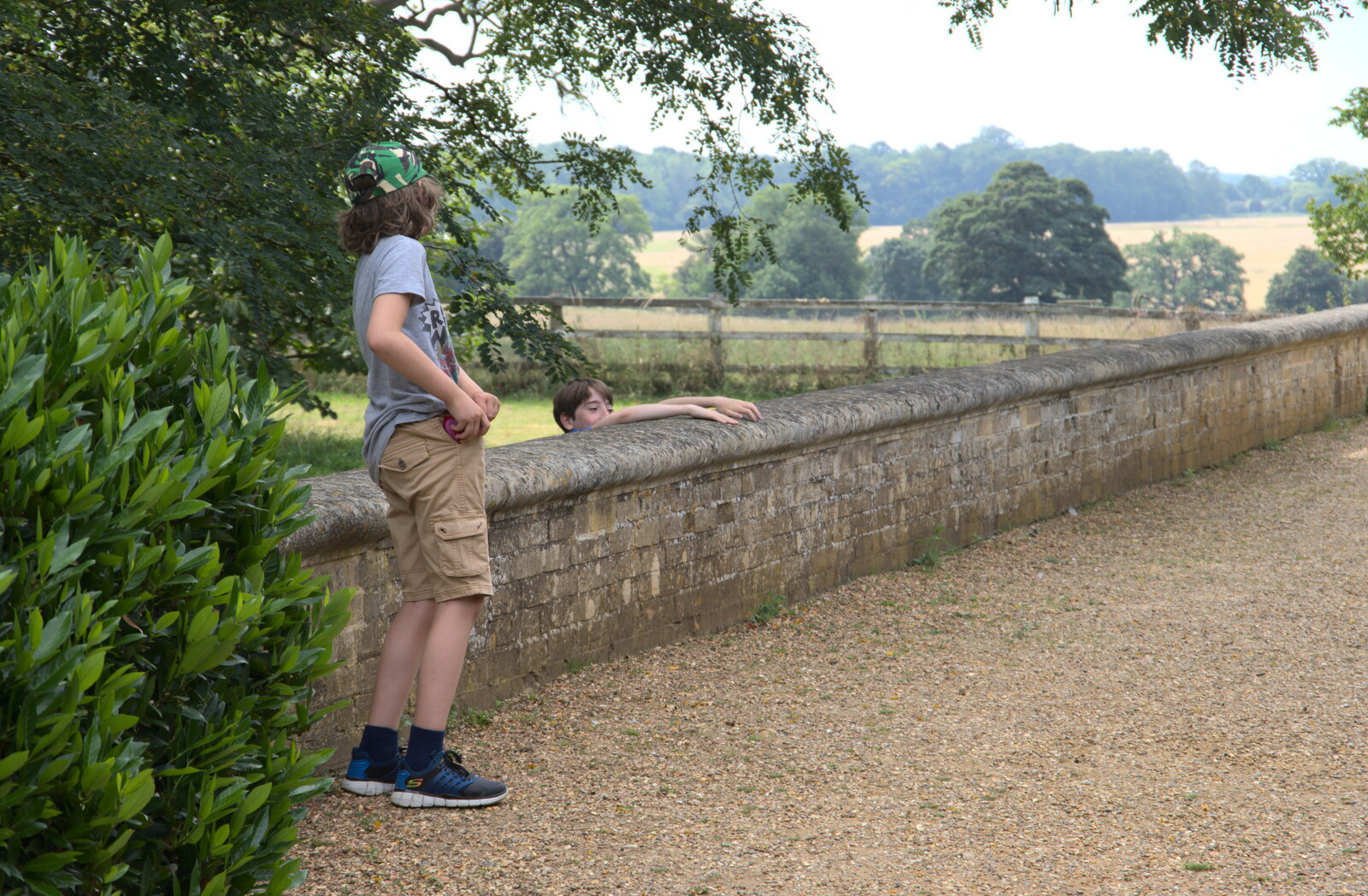 Fred looks over the wall from Back at Ickworth, and Oaksmere with the G-Unit, Horringer and Brome, Suffolk - 8th August 2020