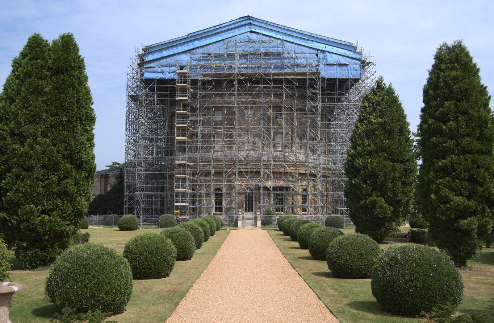 The classic Ickworth view, with scaffolding from Back at Ickworth, and Oaksmere with the G-Unit, Horringer and Brome, Suffolk - 8th August 2020