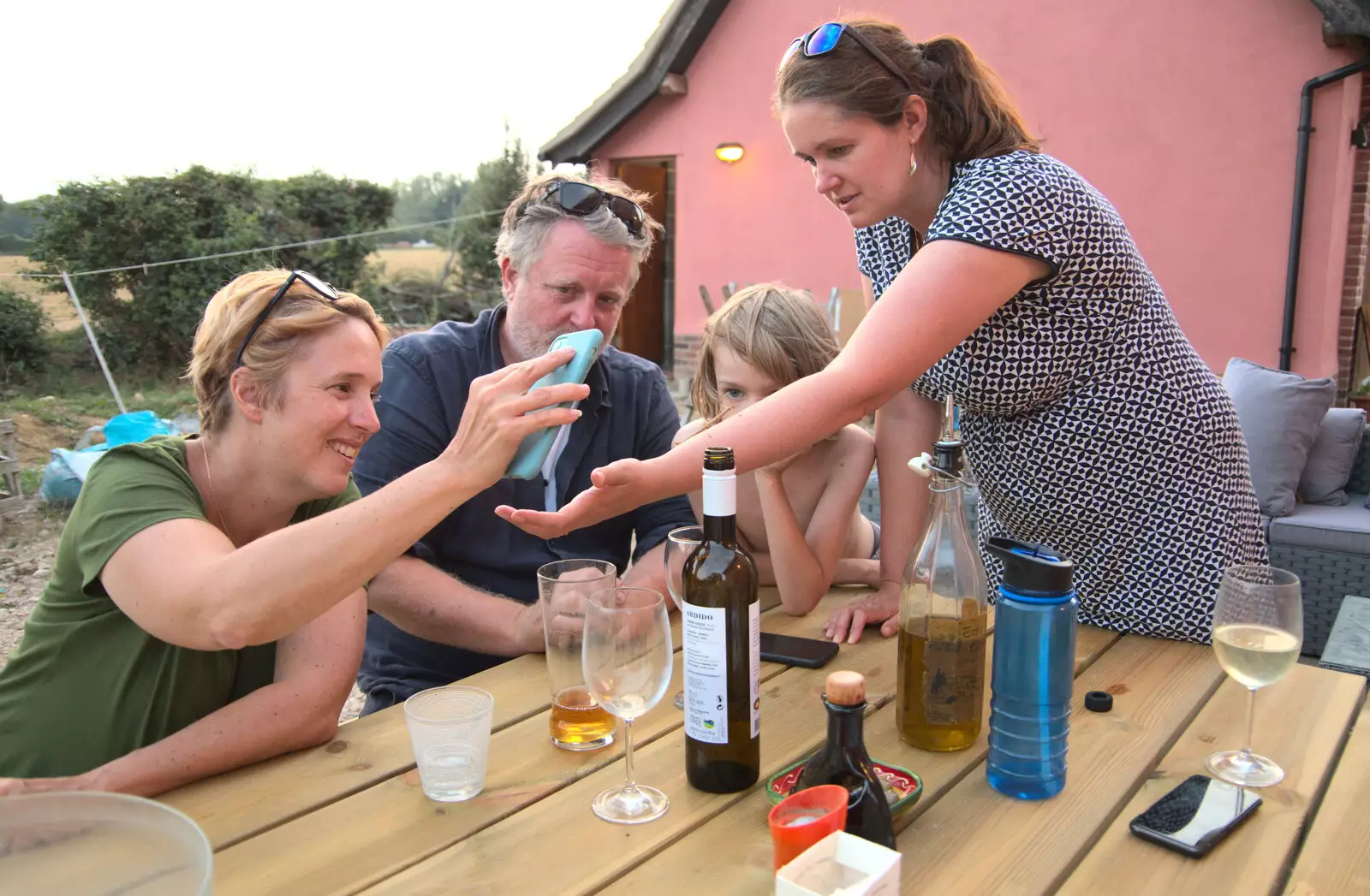 The stick roams around on Isobel's arm, from Jules Visits, and a Trip to Tyrrel's Wood, Pulham Market, Norfolk - 16th August 2020