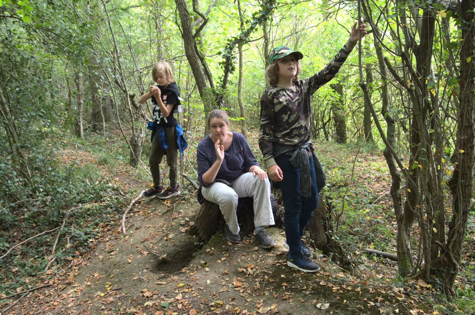 The gang in the woods, from Jules Visits, and a Trip to Tyrrel's Wood, Pulham Market, Norfolk - 16th August 2020