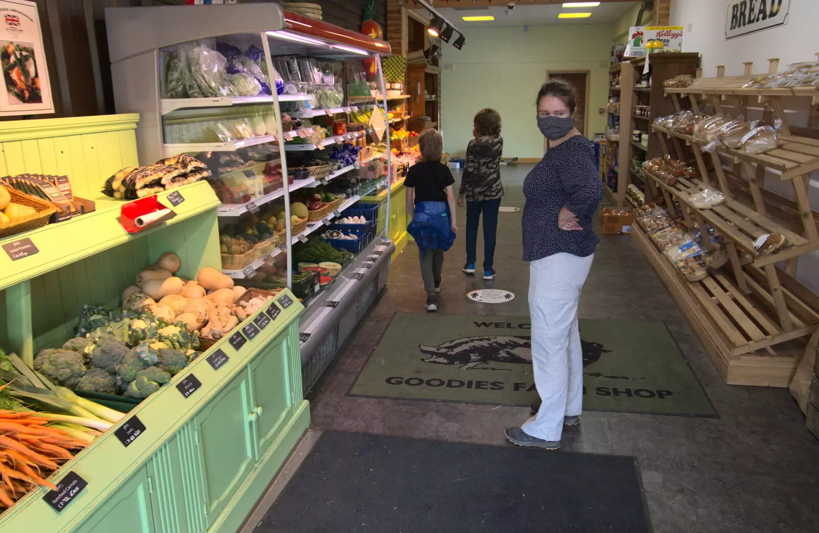 Isobel in Goodies farm shop, from Jules Visits, and a Trip to Tyrrel's Wood, Pulham Market, Norfolk - 16th August 2020