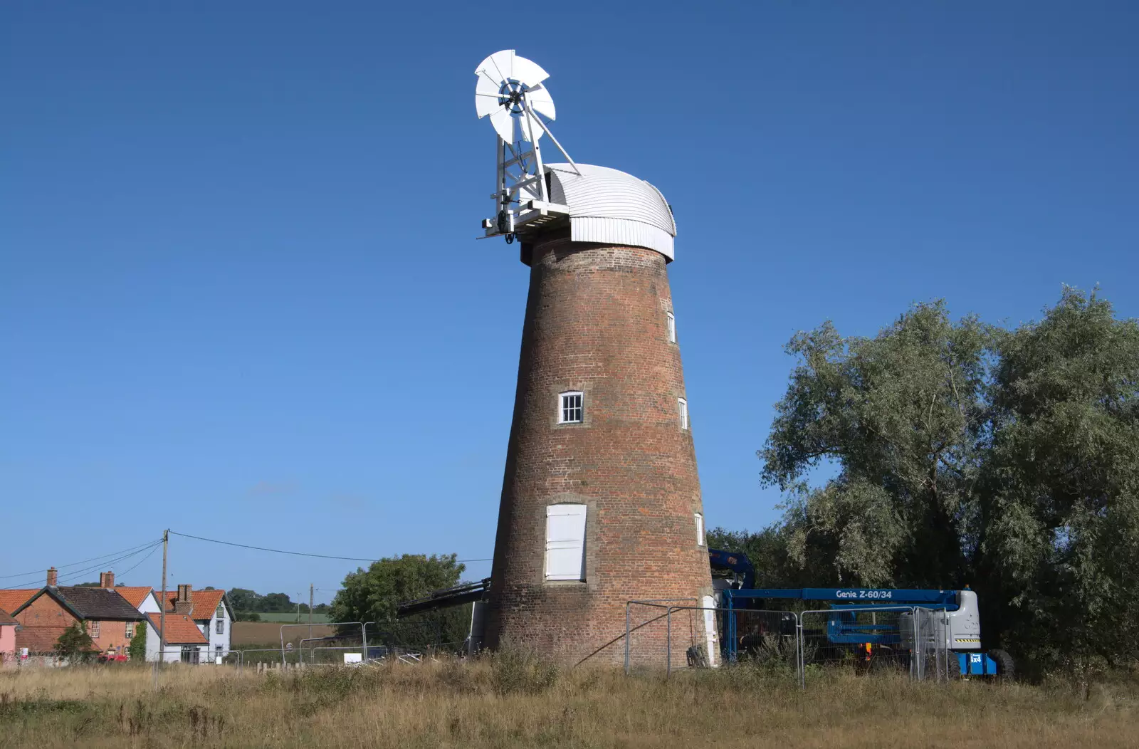 Billingford mill, without sails, from A Sail Fitting, Billingford Windmill, Billingford, Norfolk - 20th August 2020