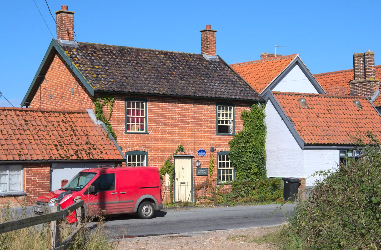 The old Billingford Post Office, from A Sail Fitting, Billingford Windmill, Billingford, Norfolk - 20th August 2020