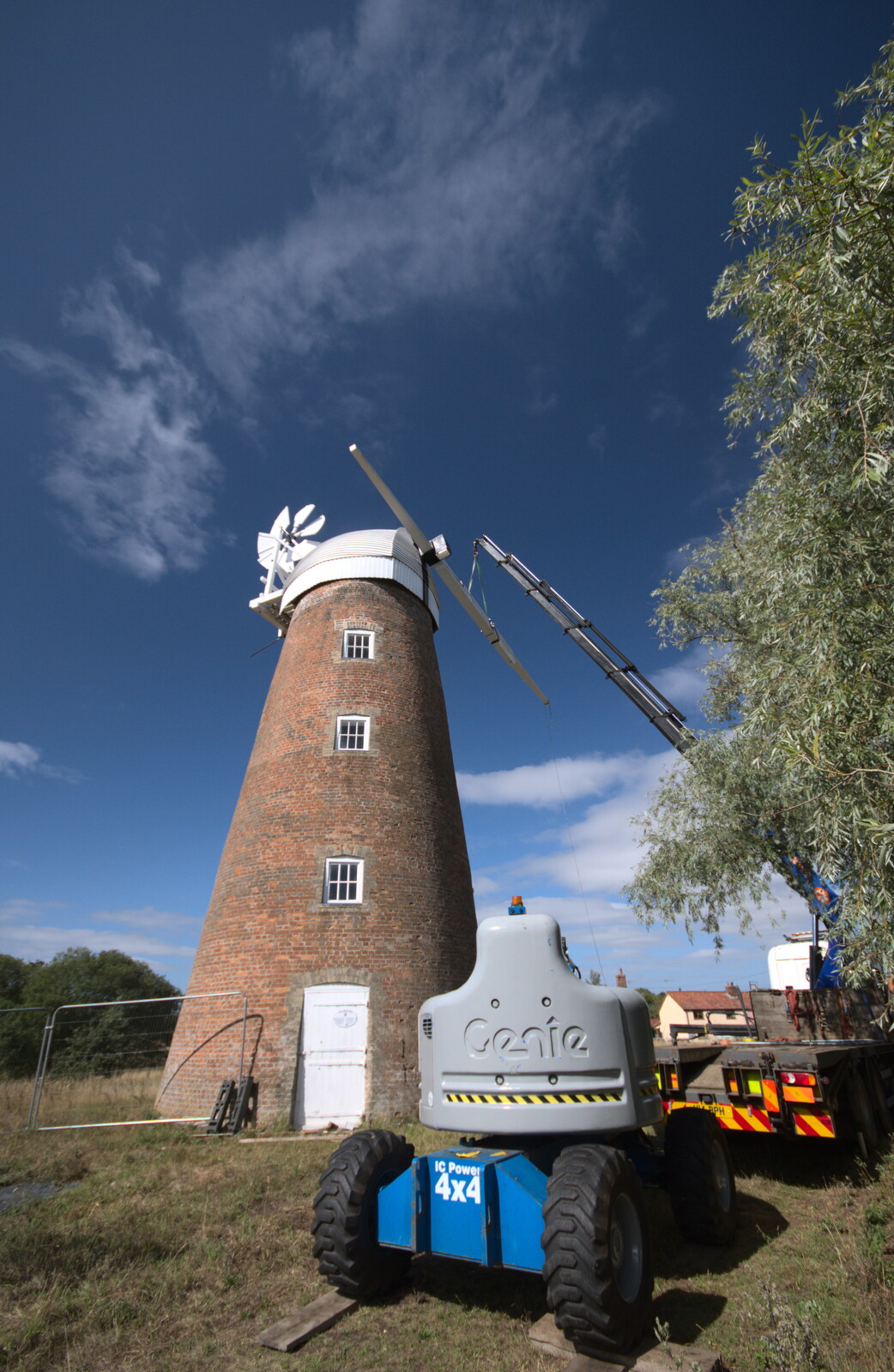 The view from the back of the crane from A Sail Fitting, Billingford Windmill, Billingford, Norfolk - 20th August 2020