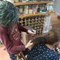 Harry paints Isobel's hair with blue chalk, More Bike Rides, and Marc's Birthday, Brome, Suffolk - 21st August 2020