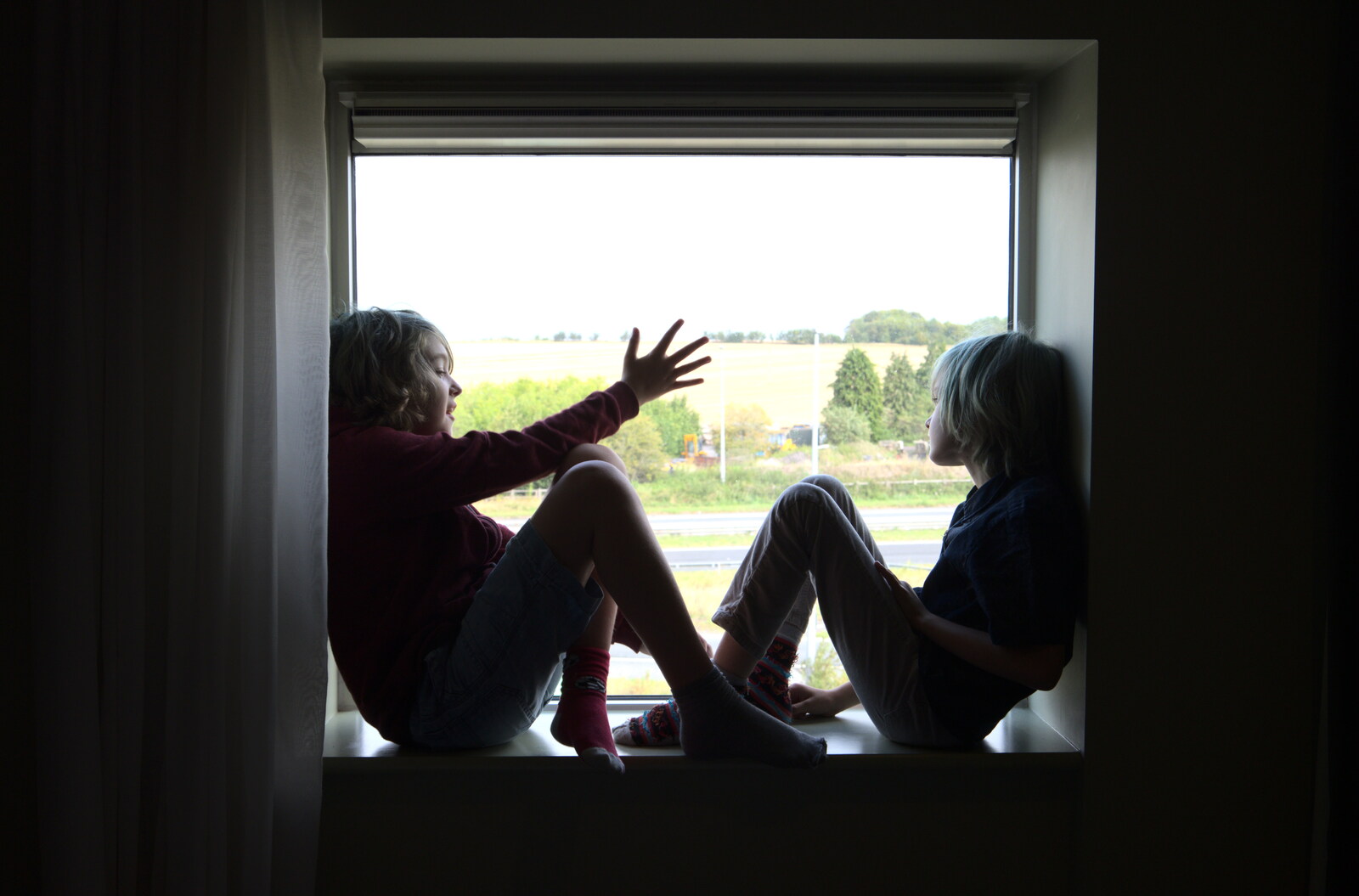 Fred and Harry chat on the windowsill from Stone Circles: Stonehenge and Avebury, Wiltshire - 22nd August 2020